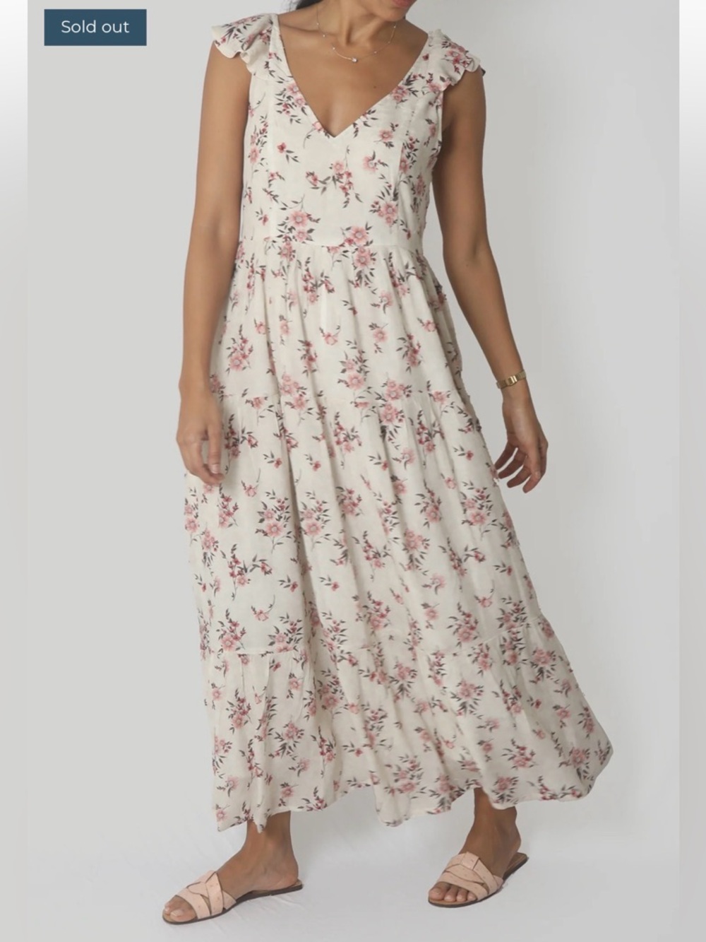Reistor Sky is Pink Ruffle Maxi Dress Small